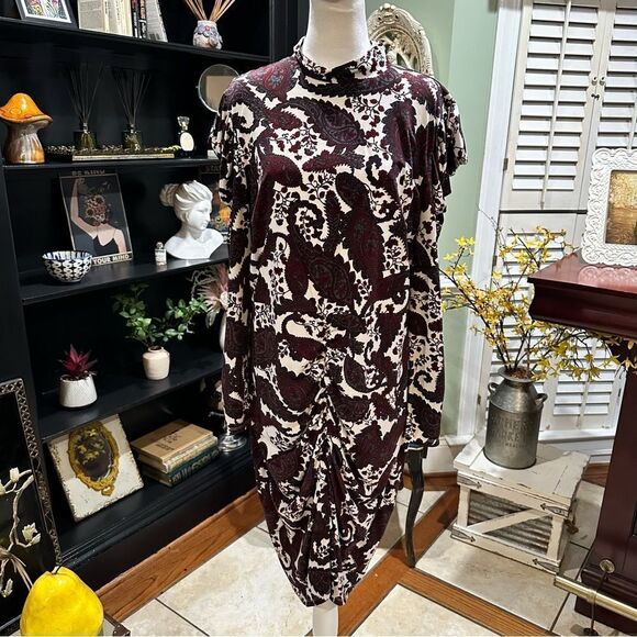 ELOQUII Paisley Long Sleeve Stretch Jersey Dress Size 18 - Picture 1 of 16